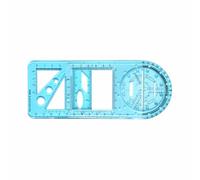 Multifunctional Geometric Ruler, Plastic Drawing Template Measuring Tool Multi-Function Drawing Ruler Elementary School Common Graphics Measuring Tool for School Office Supplies (Blue)