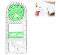 Multifunctional Geometric Ruler Student Math Ruler,Geometric Measuring Tool,Rotatable Drawing Template High Efficiency Drawing Circle Tool for School Office Circle and Oval Drawing (Green)