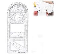 Multifunctional Geometric Ruler Student Math Ruler,Geometric Measuring Tool,Rotatable Drawing Template High Efficiency Drawing Circle Tool for School Office Circle and Oval Drawing (Transparent)