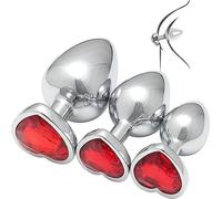 Multifunctional Glute Stretching Accessories, A Smooth 3-Piece Set with Gemstones On The Base Gifts for Couples- Q (Red)