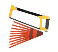 Multifunctional Hacksaw Frame Adjustable Tension Hacksaw Frame 11 Saw Blades 18 TPI Two Sawing Angles (45°/90°) Interchangeable Blades Saw Multi-Purpose Hand Handsaw Set Plastic PVC Pipe Tile Metal