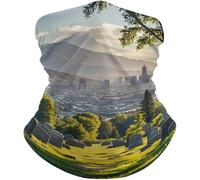 Multifunctional Half Face Headwear,Cemetery Outside The City,Facial Shield Windproof Neck Gaiter for Sports Men Workout 26X30cm