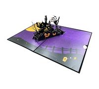 Multifunctional Halloween Greeting Card Layereds Haunts Mansion Scene for Holiday Decorations Colorful Paper Craft Halloween Pumpkins Haunts Houses Card