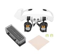 Multifunctional Head Mount LED Magnifier with Replaceable Lenses, 21 Magnification Combinations for Inspection, 3X to 10X Magnifying Glass with Dual LED Lights for