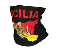 Multifunctional Headwear Map of Sicily Trinacria Bandana Neck Gaiter for Hiking Running Men Women Wrap Scarf Sicilian Pride Headband Warmer