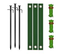 Multifunctional Heavy Duty Ground Stakes Dowels with 40cm Straps for Tents Gardens Pet Fences Iron Construction Nylon Parts Tree Stake Set