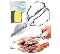 Multifunctional Heavy-Duty Kitchen Shears,100K Cut-Tested Sharp Stainless Steel,All-Purpose Poultry Scissors for Herbs Meat Seafood Nuts Packages DIY Garden(Silver)