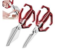 Multifunctional Heavy-Duty Kitchen Shears, 2 in 1 Kitchen Scissors with Ergonomic Handle for Cutting Meat, Seafood and Small Bones,Red