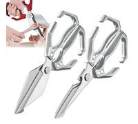 Multifunctional Heavy-Duty Kitchen Shears, 2 in 1 Kitchen Scissors with Ergonomic Handle for Cutting Meat, Seafood and Small Bones,Grey