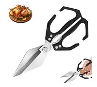 Multifunctional Heavy Duty Kitchen Shears 2 in 1 Scissors Tool with Walnut Cracker All Purpose Ergonomic Handle Stainless Steel Heavy-Duty Cooking Shears for Food Poultry Meat Fish Cutting (Black)