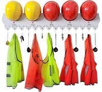 Multifunctional Helmet Racks, Construction Worker Hard Hat Fixer/Fall Protection Rack, Wall-Mounted Protection Rack for Hats/Caps/Safety Helmet/Fire Helmet,5 positions:51 inch*9 inch