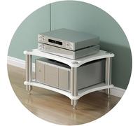 Multifunctional HiFi Audio Rack Cabinet 2-Tier Multi-Layer Video Components Stand with Shock-Absorbing Feet White 60x48x40cm Perfect for Home Theater & Entertainment Systems