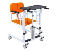 Multifunctional Household Toilet Transfer Chair with Cushion, Hydraulic Lifting Nursing cart for The Elderly, 4 in 1 Portable Patient Wheelchair, 180° Split seat(Orange)