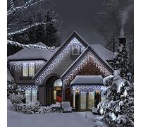 Multifunctional Icicle Lights - Fairy Lights | Mains Powered | Features 8 Functions & Timer | Perfect For Lighting Up Your Home, Christmas Trees, Garden, Weddings, Events - Blue & White, 960 Led - 38m