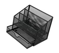 Multifunctional Iron Desk Pen Organiser 5 Compartments File Letter Tray with Sliding Drawer for Carbon Steel Desk
