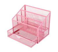 Multifunctional Iron Desk Pen Organiser 5 Compartments File Letter Tray with Sliding Drawer for Carbon Steel Desk