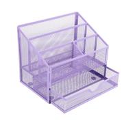 Multifunctional Iron Desk Pen Organiser 5 Compartments File Letter Tray with Sliding Drawer for Desk for School Supplies
