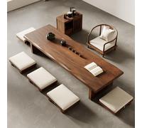 Multifunctional Japanese Wooden Coffee Table Low Floor Rectangular Tea Table for Living Room & Zen Spaces 140x60x35CM Elegant Brown Altar Design