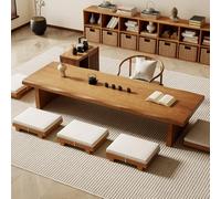 Multifunctional Japanese Wooden Coffee Table Low Rectangular Tea Table for Floor Sitting 140×60×35CM Ideal for Living Room Zen Space and Altar Use