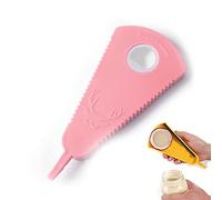 Multifunctional Jar Opener 4 in 1 Plastic Caps Bottle Opener Effortless Never Skidding Triangle Opener for Seniors with Arthritis Opening Cooking Kitchen Bar Tools (Pink)