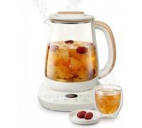 Multifunctional Kettle And Stew Pot - 1.8L Glass, 800W Automatic Electric Health Pot for Tea, Hot Water And More White,1.5L