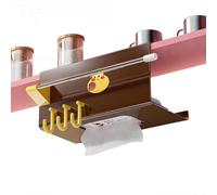 Multifunctional Kitchen Cabinet Holder No Drill Paper Towel Rack for Cupboard Door Storage Cream Green 23.5cm(Brown)