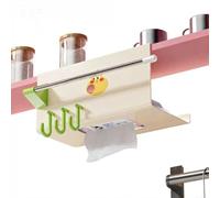 Multifunctional Kitchen Cabinet Holder No Drill Paper Towel Rack for Cupboard Door Storage Cream Green 23.5cm(Red)