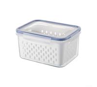 Multifunctional Kitchen Container with Seal and Drain, Airtight Storage Container for Fruit and Vegetables, Leak-proof Storage Box with Strainer Insert for Fridge, 22 x 16 x 12 cm (L)