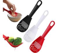 Multifunctional Kitchen Cooking Spoon,2026 New Heat Resistant Strainer with Hanging Hole, Kitchen Garlic Press PP Plastic Slotted Soup, for Cooking, Draining, Mashing, Separating