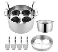 Multifunctional Kitchen Noodle Boiler Bucket, Stainless Stockpots with Divider and Colander Strainer, 3/4/5 Holes Pasta Cooker Insert Set for Home Kitchen, Restaurant, Commercial(Size:4 Holes,Color:A)