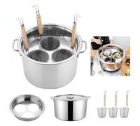 Multifunctional Kitchen Noodle Boiler Bucket, Stainless Stockpots with Divider and Colander Strainer, 3/4/5 Holes Pasta Cooker Insert Set for Home Kitchen, Restaurant, Commercial(3 Holes)