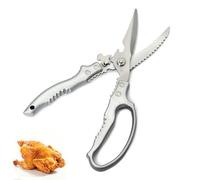 Multifunctional Kitchen Scissors, 3cr13 Steel Cooking Scissors, Abs Non-Slip Handle, Household Shearing Tool, Suitable for Poultry, Fish Bones, Meat, Vegetables, etc, Silver, 23.7x8.5 cm
