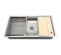 Multifunctional Kitchen Sink, Nano Single Bowl Kitchen Sinks, with Folding Dish Drying Rack, Basin, Chopping Board with Drainer Kit for Bar, Campervan, Workstation