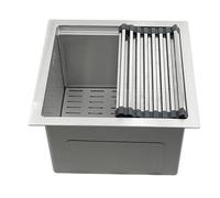 Multifunctional Kitchen Sink, Small Square Sink, Single Bowl, Noise-Reducing, Undermount & Flushmount & Topmount with Strainer Waste Kit for Kitchen Utility Room Bar.(45x45x22cm)