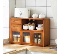 Multifunctional Kitchen Storage Cabinet - 3-Tier Spice Rack & Dish Stylish Sideboard Cupboard for Countertop 62x23x48cm Brown Kitchen Tabletop Solution