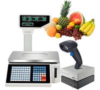 Multifunctional Label Printing Counting Scale with Double-Sided Display, High Accuracy, Precision, and High Speed for Supermarket, Retail Store & Trade
