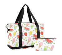 Multifunctional Large Bag Summer Watermelon Ice Cream Pineapple Overnight Weekender Bags with Adjustable Strap for Airplane Traveling
