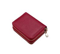 Multifunctional Large-Capacity Card Bag Ladies Fashion Simple Double Zip Wallet Portable Student Coin Purse (Burgundy)