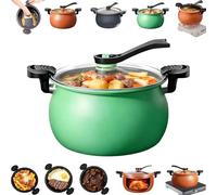 Multifunctional Large Capacity Non-stick Pressure Cooker, 2026 New 8 qt Micro Pressure Cooker with Visible Transparent Glass Cover and Anti-scalding Handle(Green)