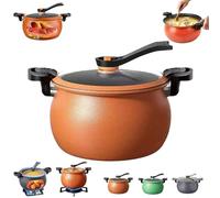 Multifunctional Large Capacity Non-stick Pressure Cooker, 8L/8.45Qt Versatile Micro-Pressure Cooking Pot with Visual Glass Lid & 2 Handles for Open Fire,Induction Cooker,Electric Stove,Gas Stove (A)