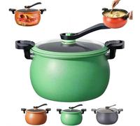 Multifunctional Large Capacity Non-Stick Pressure Cooker, 8L Large Pressure Cooker,Transparent Glass Cover, Anti-Scalding Handle for Induction Cookers Gas Stoves for Slow Cook, Sear & Saute (Green)