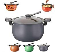 Multifunctional Large Capacity Non-Stick Pressure Cooker, 8L Large Pressure Cooker,Transparent Glass Cover, Anti-Scalding Handle for Induction Cookers Gas Stoves for Slow Cook, Sear & Saute (Gray)