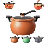 Multifunctional Large Capacity Non-Stick Pressure Cooker, 8L Micro Pressure Cooker Pot with Transparent Cover, Anti-Scalding Handle Fast Cooking Pot for All Stovetops, Serves 4-6 People (Orange)