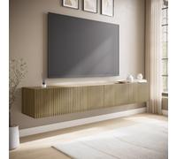 Multifunctional Large Oak Ribbed Floating TV Stand with Storage - TV's up to 85 - Hazel