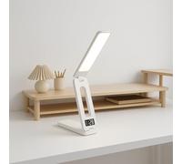 Multifunctional LED Desk Lamp - Dual & Single Head Design, Smart Digital Clock, USB Charging Port, Touch Control - 3 Colors, Eye-Caring Reading Light for Study, Bedroom, Office (Classic Style)