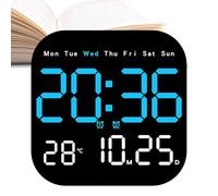 Multifunctional LED Electronic Clock - Living Room Fresh-Looking Wall Clock With Date Temperature Display | Dual-Use ClockCan Be Hung Or Stood Up | Large Screen Digital Clockwith Remote Control USB Ca