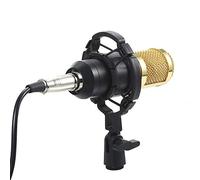Multifunctional Live Sound Card BM800 Suspension Microphone Broadcasting Recording Condenser Microphone Set Intelligent Audio Mixer Sound Card for PC Live Sound Studio Performance (Silver and black)