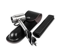 Multifunctional Manual Survival Drill Hand Auger Wrench with Leather Case Camping Bushcraft Auger Tool for Outdoor Shelter Building Wood Drilling Survival Gear and Emergency Tools