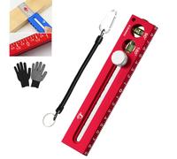 Multifunctional Marking Level Ruler, Aluminium Alloy Pocket Spirit Level Depth Gauge, Adjustable Positioning Marking Protractor Tool, for Woodworking, Construction, DIY (Imperial Scale-Red)