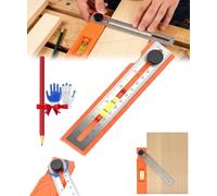 Multifunctional Marking Level Ruler with Adjustable Angle Finder & Bubble Level, Foldable Levels Ruler for Woodworking, Layout, Tile, DIY Projects, Multi-Angle Measuring & Marking Tool (1pcs)